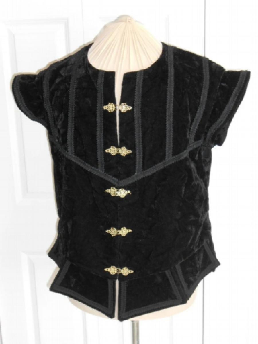 New men Renaissance Tudor Medieval Elizabethan Revolutionary knight pirate buccaneer black noble court colonial vest jerkin doublet costume