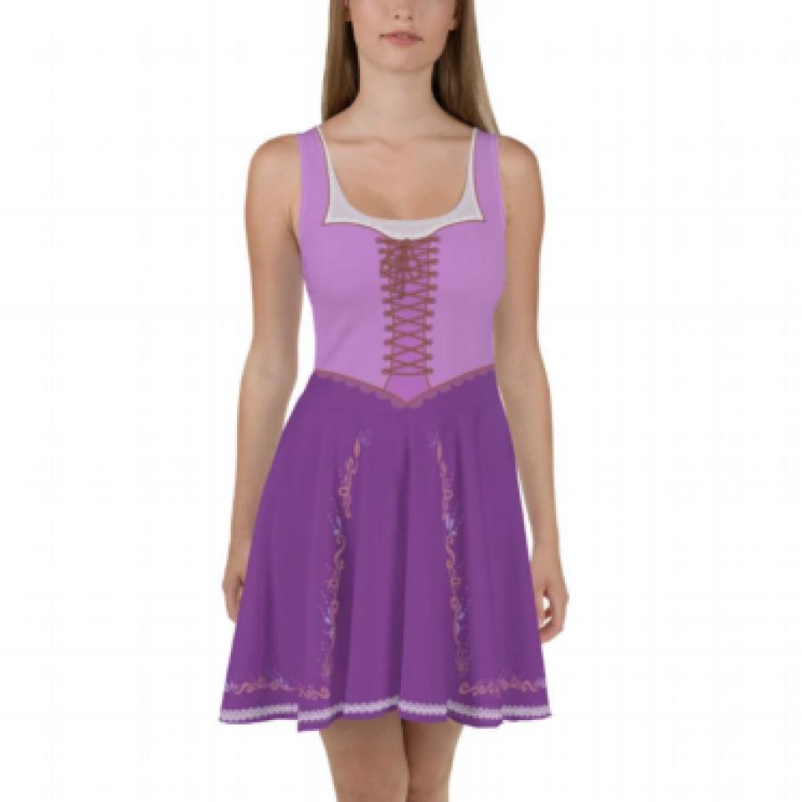 Rapunzel Cosplay Skater Dress/Running Costume