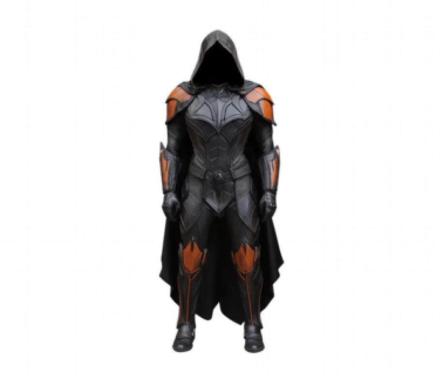 The Ember Knight - Black & Orange Leather Medieval Cloak - Handmade Pure Leather Viking Cosplay Armor - Festival Outfit For Halloween