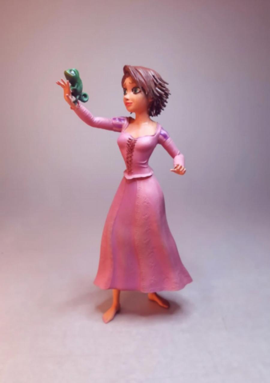 Rapunzel Short Hair Figure Tangeled Princess Disney Purple Pink Gift Pascal 3d Printed Frozen Flynn Rider 6 inch decor