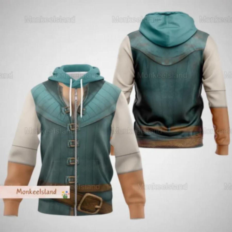 Flynn Rider Cosplay Hoodie, Tangled Movie Cosplay Costume, Rapunzel 3D Hoodie, Disney Prince Costume For Family Group Shirt, Gift For Him