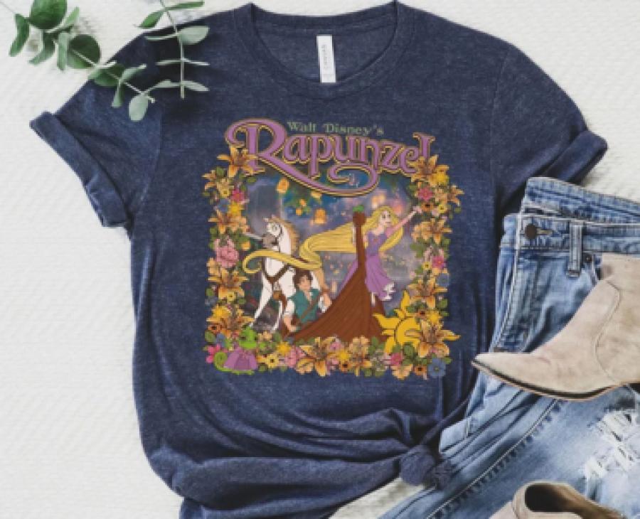 Retro Disney Tangled Characters Shirt, Cute Rapunzel Flynn Rider T-Shirt, Wdw Magic Kingdom Tee, Disneyland Family Holiday Vacation Trip