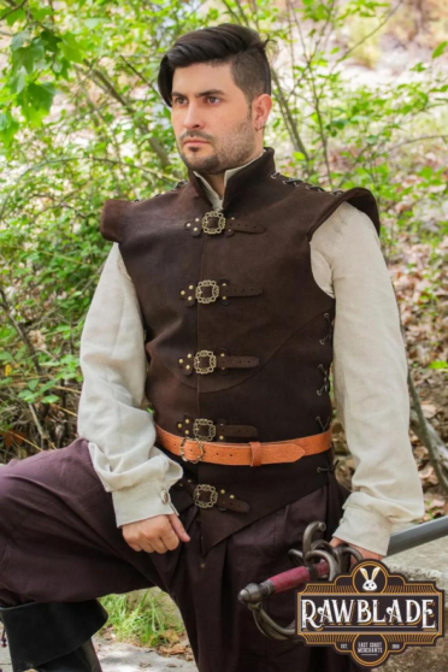 Diego Leather Jerkin Brown