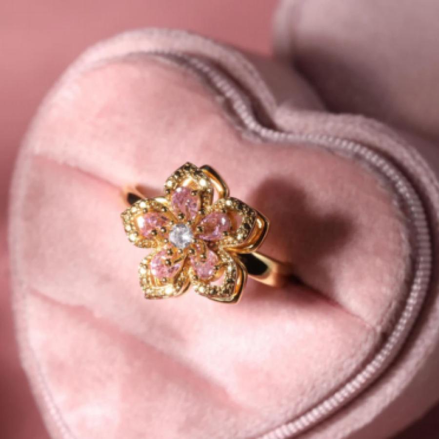 Princess Rapunzel Ring, Adjustable Tangled Fidget Stress Relief Jewelry, Flower Spinning Ring, Rose Gift for Dreamers & Kids