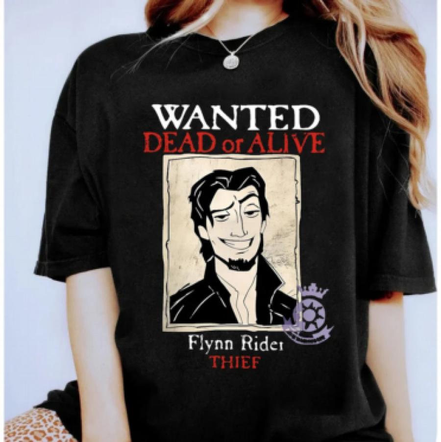 Disney Tangled Funny Wanted Dead or Alive Flynn Rider Thief Retro Shirt, Disneyland Family Matching Shirt, Magic Kingdom, Birthday Gift