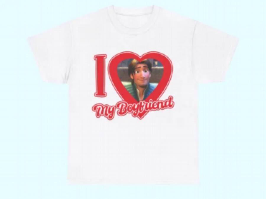 I Love My Boyfriend Flynn Unisex Rider Cotton Tee T Shirt, Tangle, Rapunzel, Flynn, Eugene, Fan