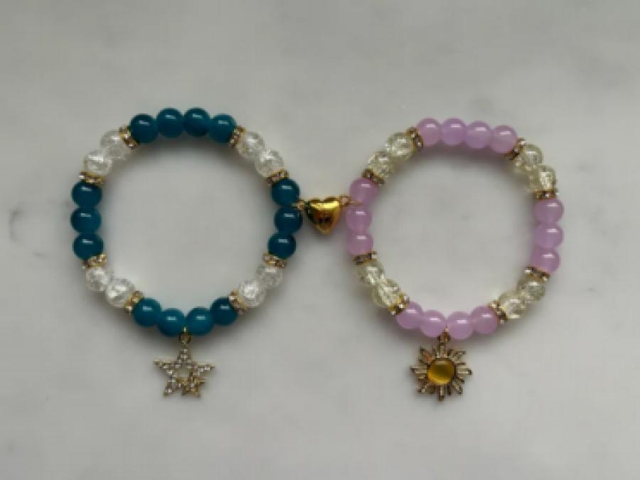 Rapunzel and Flynn Matching Bracelets with Heart Magnet (from the movie Tangled)