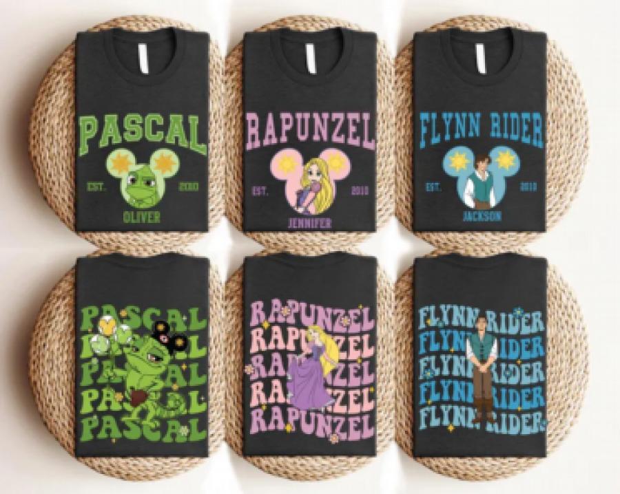 Princess Rapunzel & Flynn Rider Shirt, Disney Pascal Floral Shirt, Disney Tangled Shirt, Disney Princess Shirt, Disneyland 2025 Family Shirt